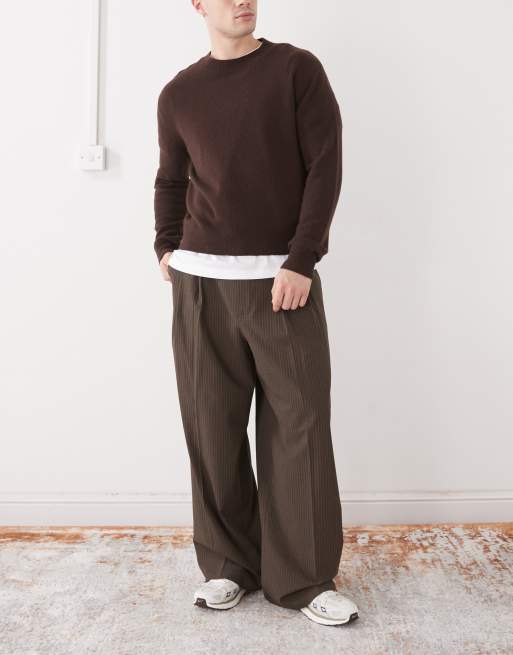 Weekday oversized tailored trousers in brown pinstripe, 2 of 5