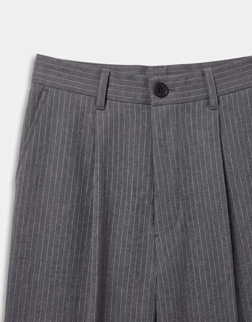 Weekday oversized tailored trousers in grey pinstripe, 9 of 9