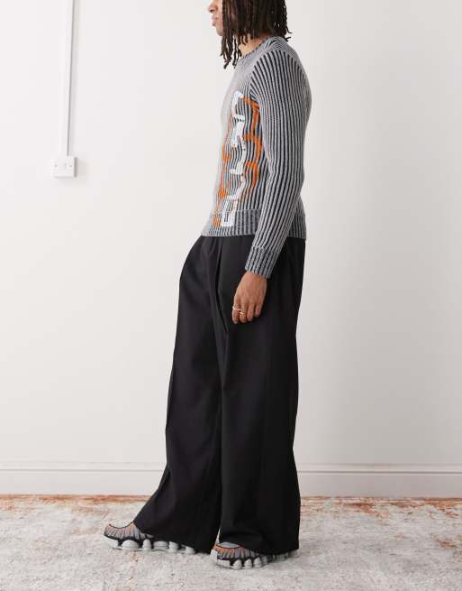 Weekday oversized tailored trousers with elasticated waistband in black, 3 of 5