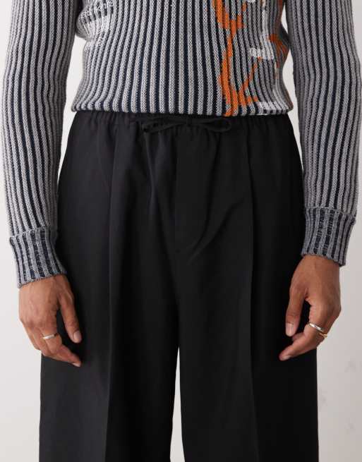 Weekday oversized tailored trousers with elasticated waistband in black, 4 of 5