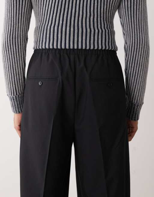 Weekday oversized tailored trousers with elasticated waistband in black, 5 of 5