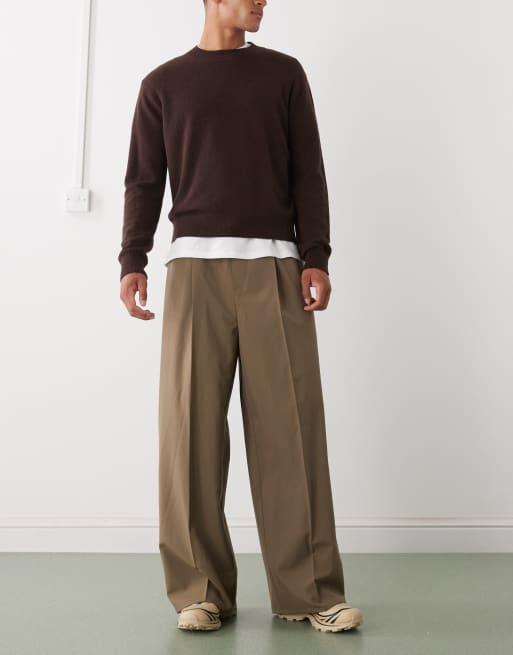 Weekday oversized tailored trousers with elasticated waistband in brown, 2 of 5