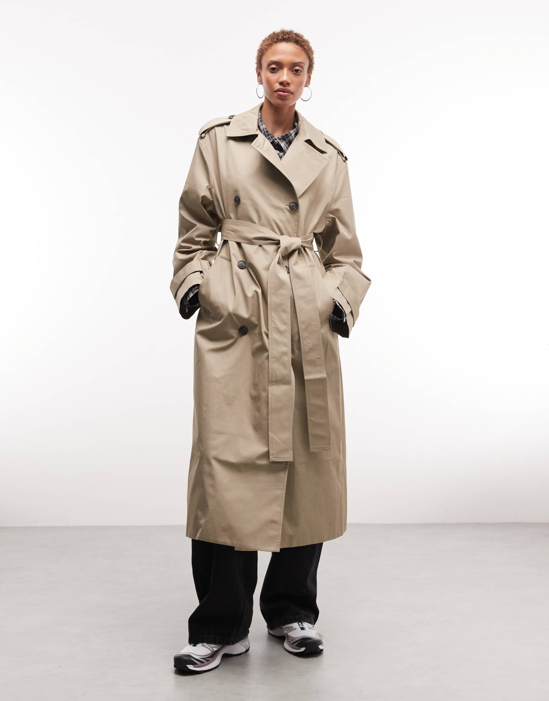 weekday oversized trench coat in beige