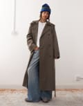 [Weekday] Weekday oversized trench coat in dark mole-Grey S DARK MOLE