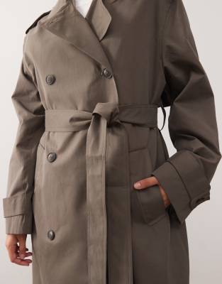 Weekday Oversized Trench Coat In Gray