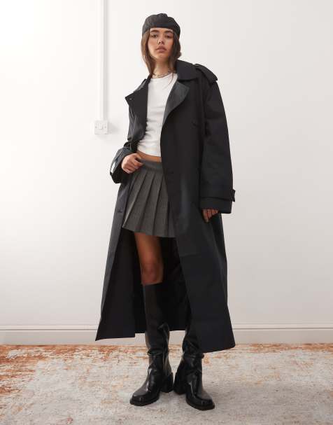Weekday - Oversized trenchcoat in zwart - view 1