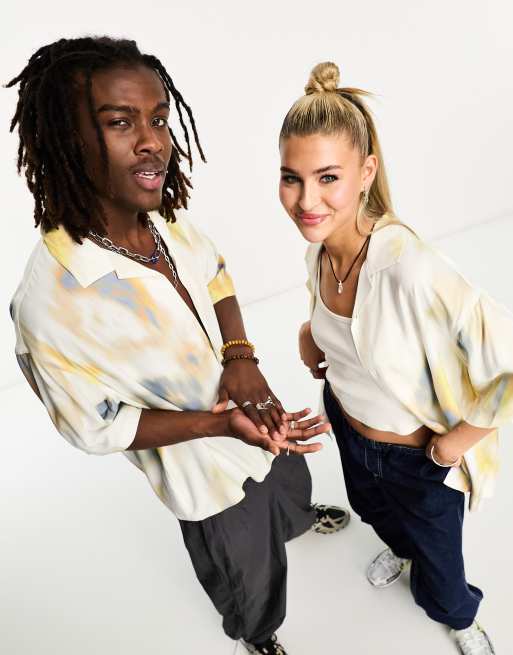 Weekday - Oversized uniseks resort overhemd met print en korte mouwen, Exclusief bij ASOS