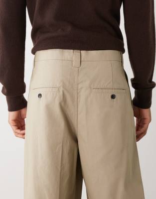 Weekday oversized wide leg chino pants with front pleats in