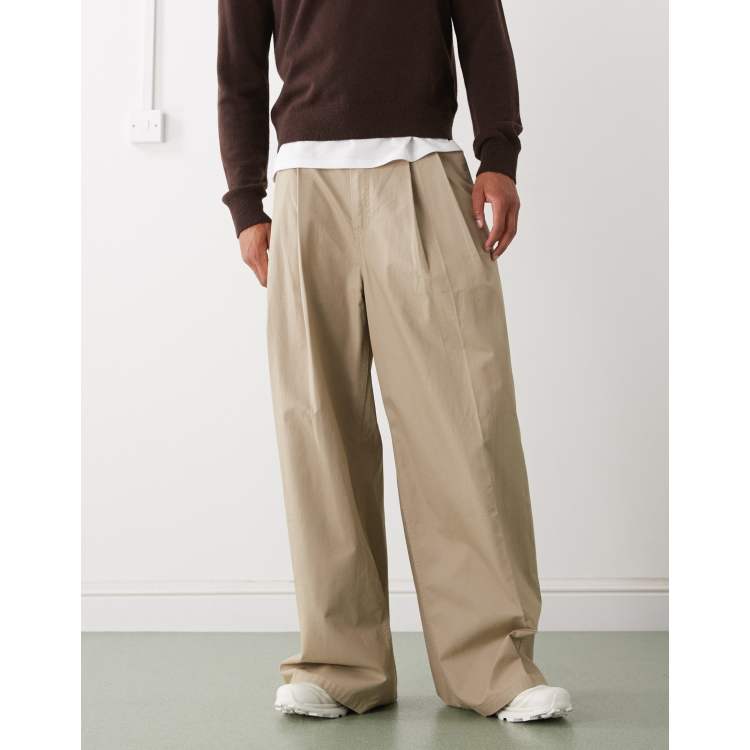 Weekday oversized wide leg chino trousers with front pleats in