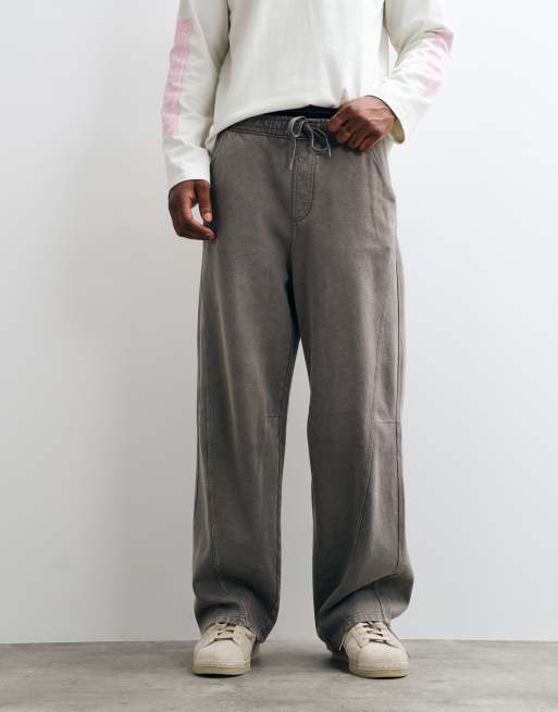 Weekday oversized wide leg joggers with seam detail in grey, 3 of 5