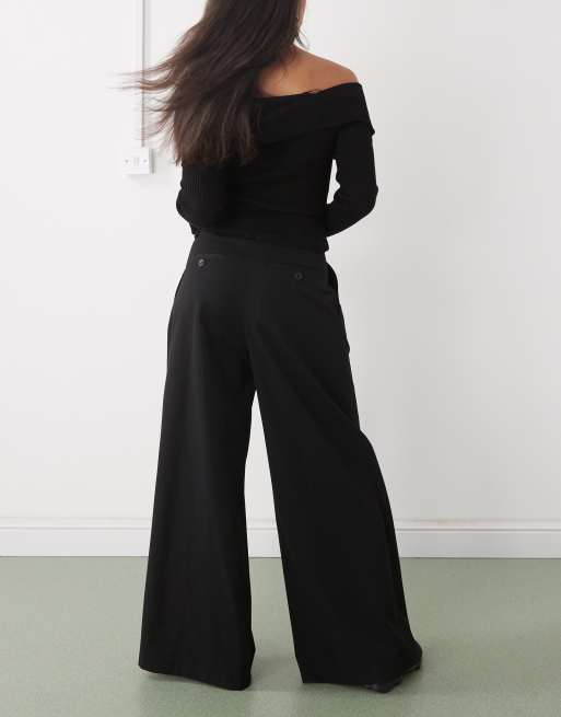Weekday oversized wide leg pleated pants in black, 3 of 5