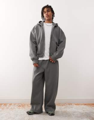 Weekday Oversized Wide Leg Sweatpants With Exposed Seam Detail In Gray