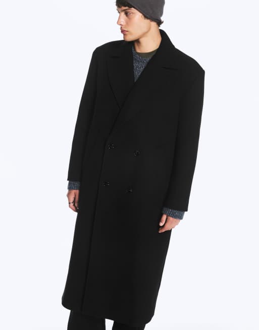 Weekday oversized wool blend coat in black, 2 of 4