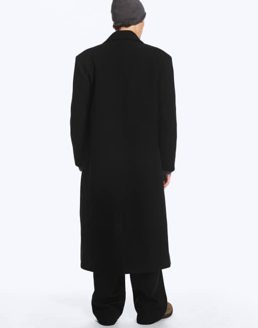Weekday oversized wool blend coat in black, 3 of 4