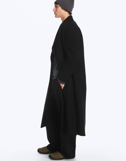 Weekday oversized wool blend coat in black, 4 of 4