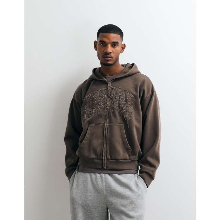 Weekday oversized zip hoodie with Virtual Mission graphic