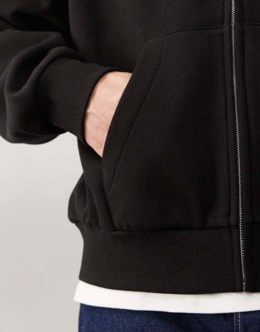 Weekday oversized zip through hoodie in black | ASOS