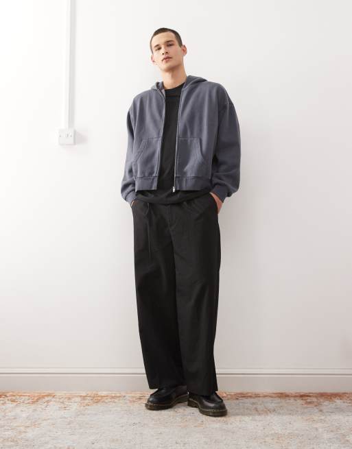 Weekday oversized zip through hoodie in navy, 2 of 5