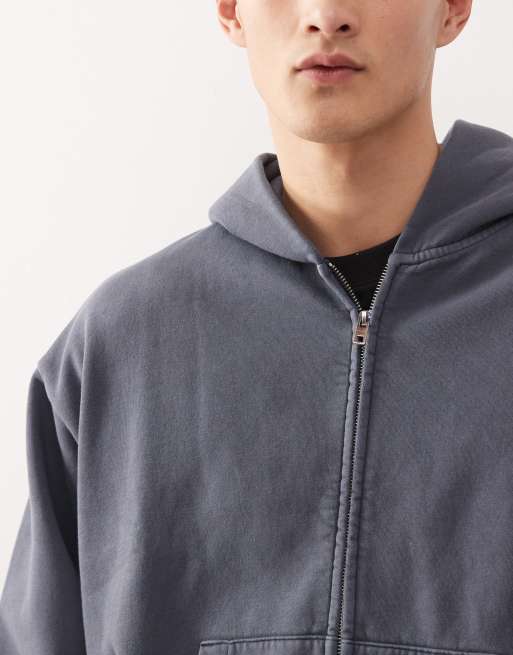 Weekday oversized zip through hoodie in navy, 5 of 5