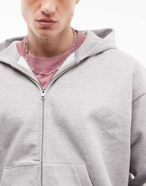 Weekday oversized zip up hoodie in heather gray, 3 of 5