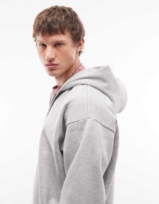 Weekday oversized zip up hoodie in heather gray, 4 of 5