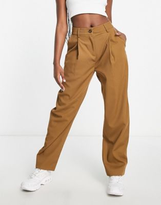 Weekday ovoid trousers in light brown - ASOS Price Checker