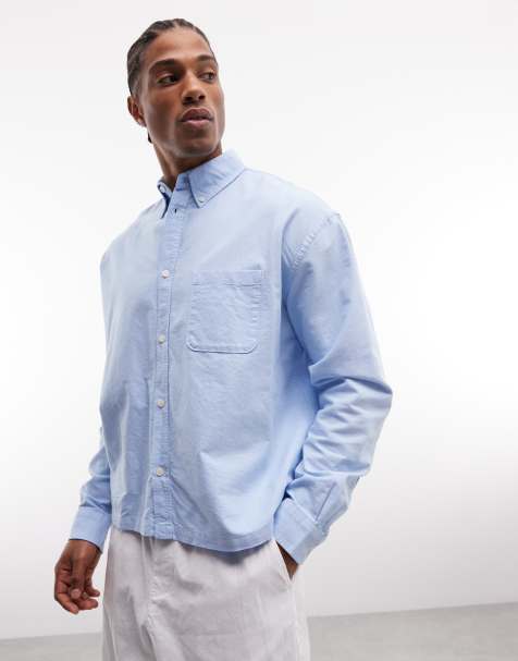 Weekday Oxford boxy long sleeve shirt in light blue