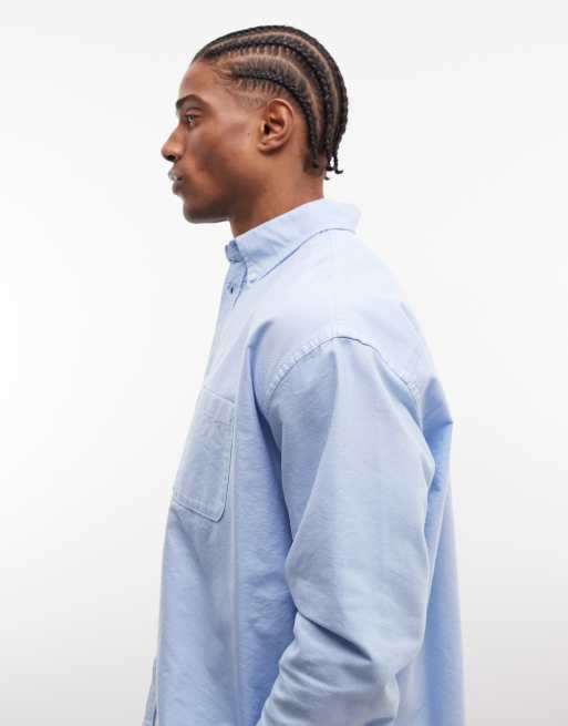 Weekday - Oxford - Camicia a maniche lunghe squadrata azzurra, 5 di 5