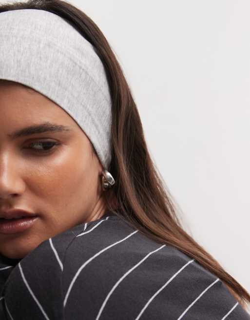 Weekday - pack de 2 diademas de punto extra anchas en negro y gris jaspeado, 3 de 3