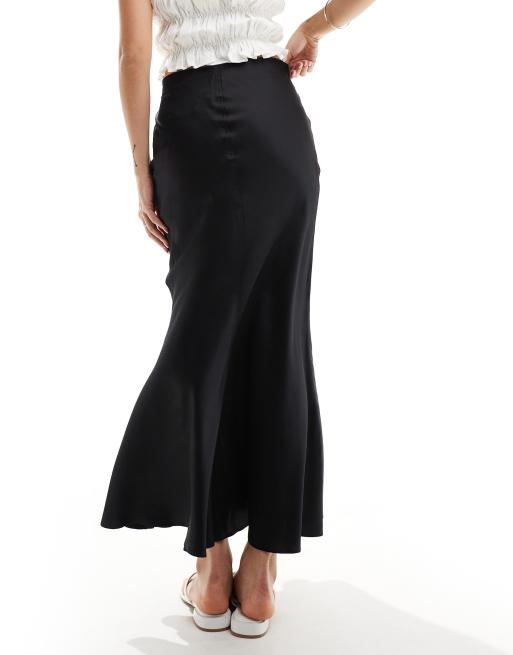 Weekday Paige mermaid fit satin maxi skirt in black | ASOS