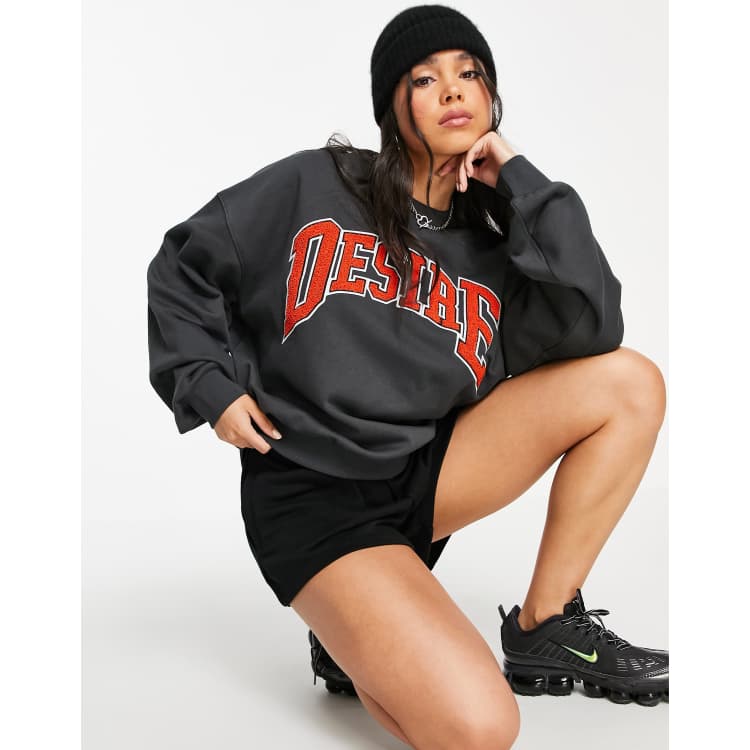 Weekday Pamela cotton desire embroidered sweatshirt in black BLACK ASOS