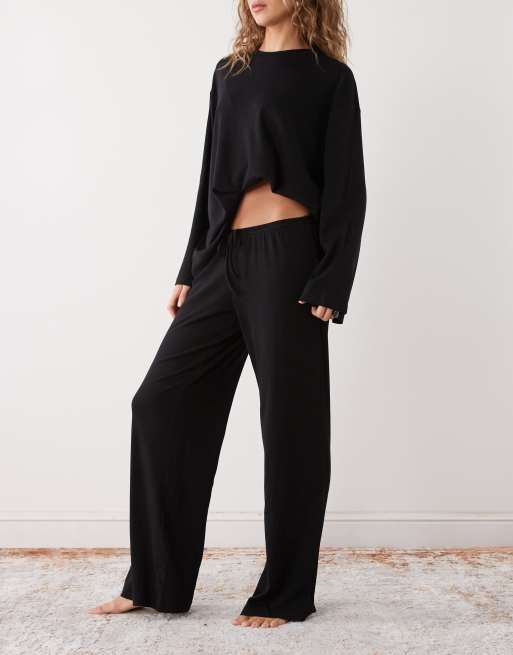 Weekday - Pantalon confort large d'ensemble à taille basse - Noir, 3 de 5