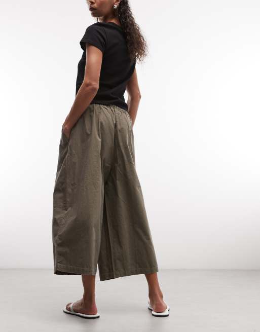 Weekday - Pantalon court oversize à cordon de serrage - Taupe foncé, 2 de 5