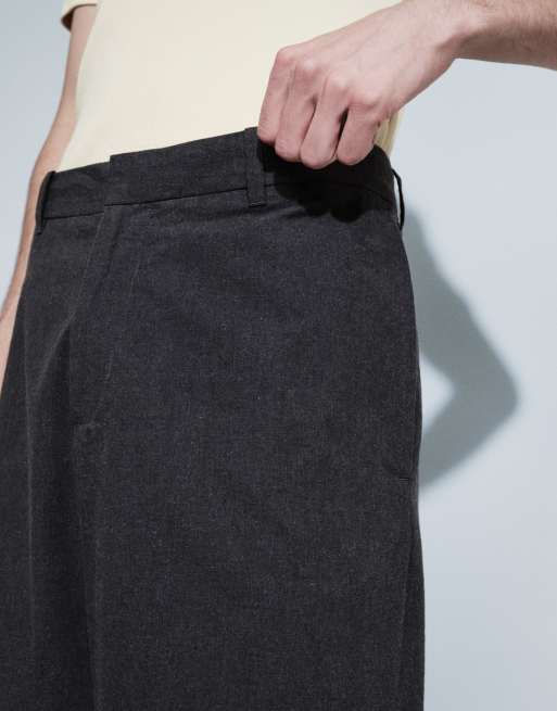 Weekday pantalon de costume ajusté à pli devant en noir chiné, 2 de 9