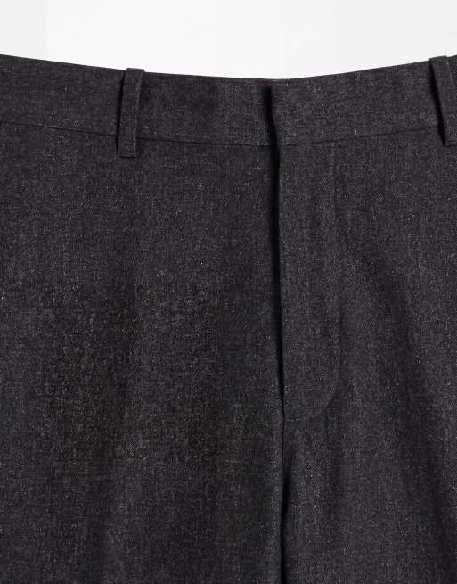 Weekday pantalon de costume ajusté à pli devant en noir chiné, 8 de 9