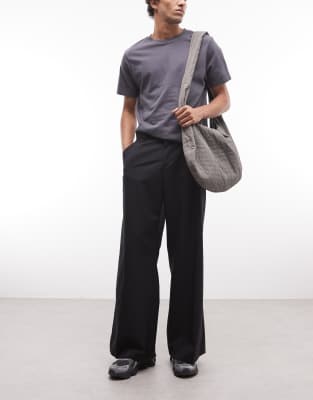Weekday - Pantalon de costume baggy à taille basse - Noir