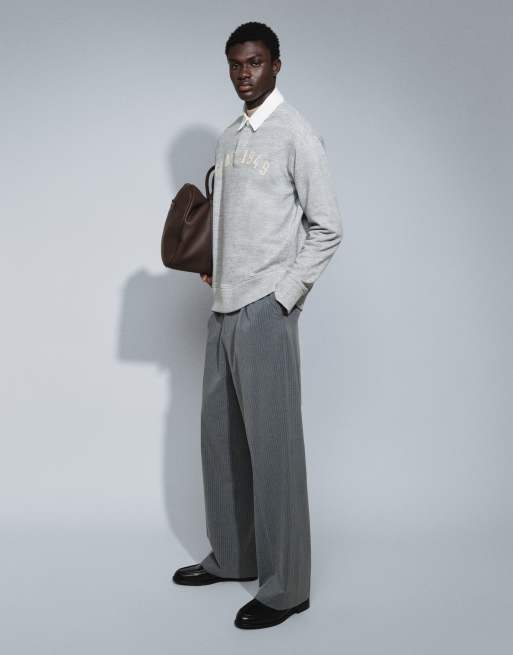 Weekday pantalon de costume oversize à rayures fines gris, 2 de 9