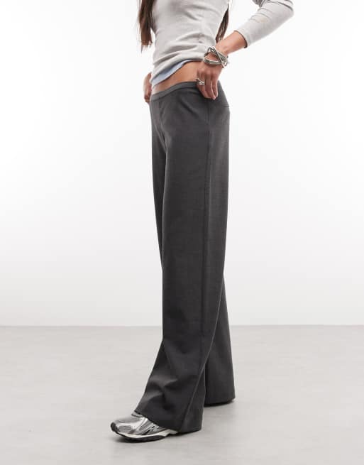 Weekday - Pantalon de tailleur évasé à fermeture éclair latérale - Gris foncé chiné, 2 de 5