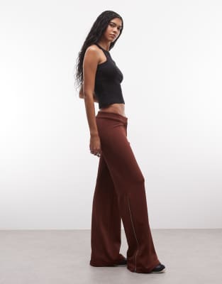 Pantalon évasé à fermeture éclair latérale - Rouge rouille M
