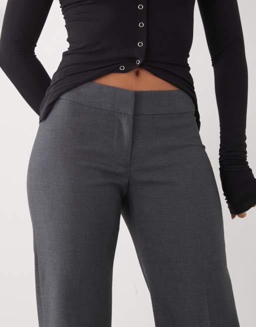Weekday - Pantalon habillé coupe ample évasée avec pinces sur le devant - Gris chiné, 4 de 5