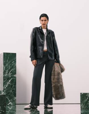 Pantalon large à plis - Gris foncé chiné 36