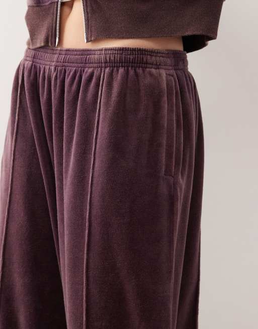 Weekday - Pantalon large d'ensemble en velours - Prune foncé, 3 de 5