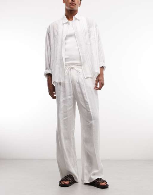 Weekday - Pantalon large en lin - Blanc cassé, 2 de 5