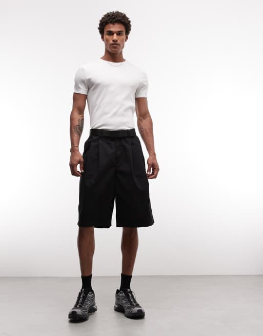 Weekday - Pantaloncini chino oversize taglio lungo neri, 2 di 5