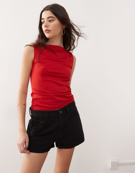 Weekday - Pantaloncini di jeans ampi neri a vita bassa - view 1
