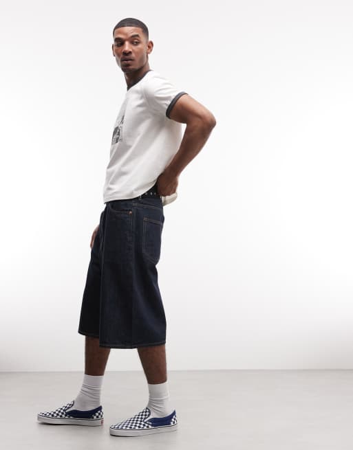 Weekday - Pantaloncini lunghi ampi blu scuro, 3 di 5