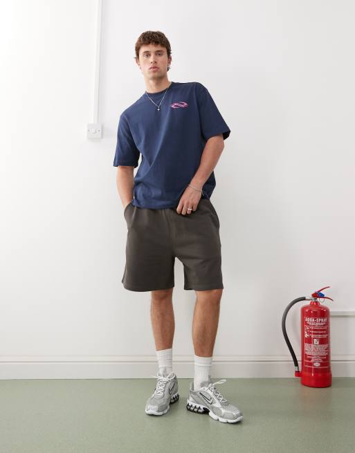 Weekday - Pantaloncini oversize in jersey color talpa scuro