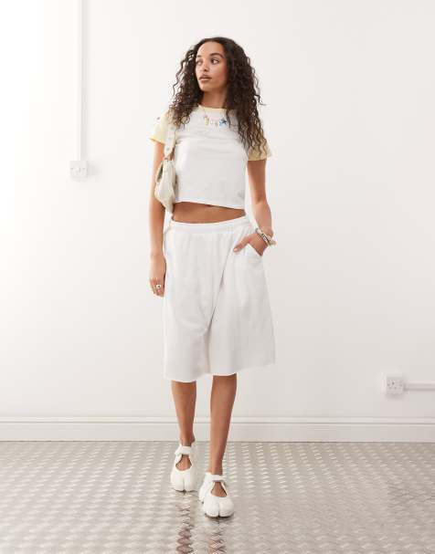 Weekday - Pantaloncini stile bermuda oversize bianchi in jersey - view 1