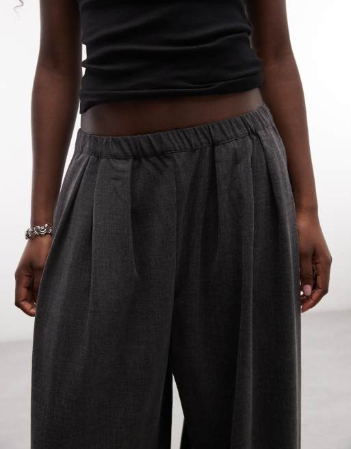 Weekday pantalones balloon de pernera ancha en gris oscuro jaspeado, 3 de 5