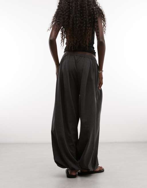 Weekday pantalones balloon de pernera ancha en gris oscuro jaspeado, 5 de 5